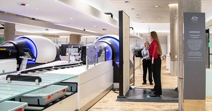 Security screening - body scanner unit and baggage screening area